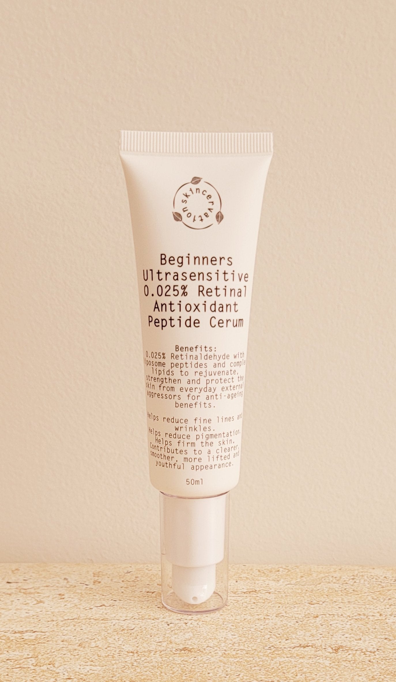Tube of Skincervation Retinal Antioxidant Peptide Serum for sensitive skin full size 50ml