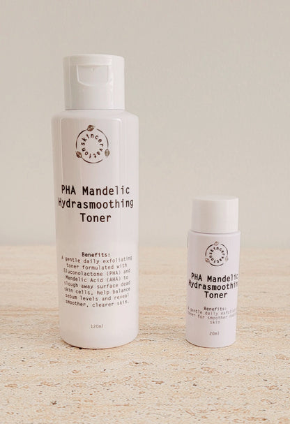 Two Bottles of Skincare pHA Mandelic Acid AHA Hydrating and Smoothing Toner in two sizes