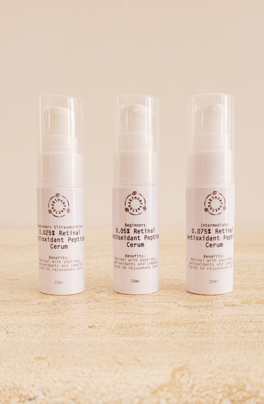 Three 20ml Size Retinal Serum in various concentration skincare travel gift set
