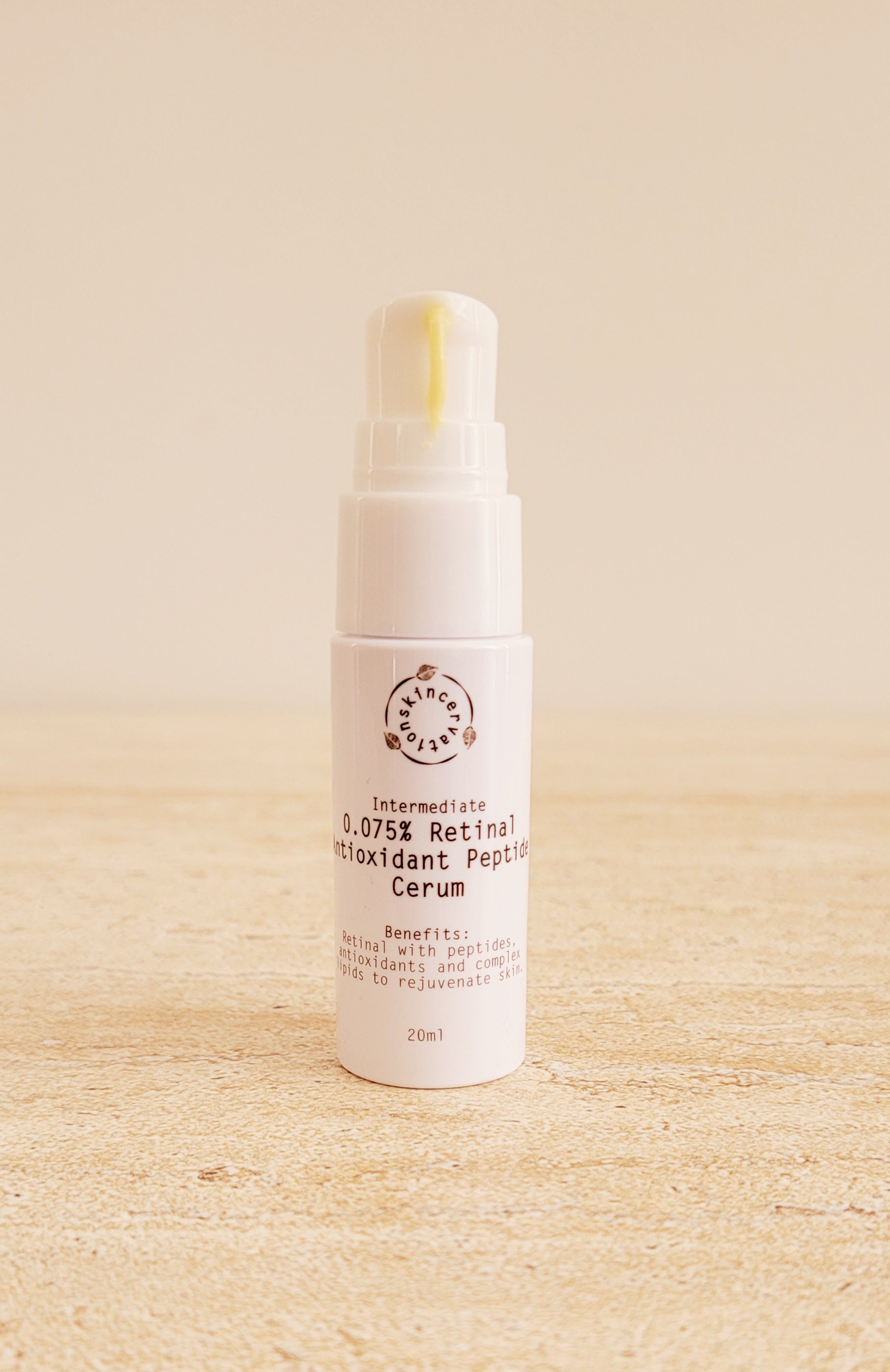 Skincervation Intermediate Retinal Antioxidant Peptide Anti-Ageing serum in a white pump bottle
