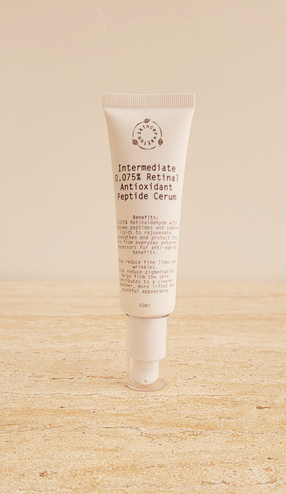 Skincervation Intermediate Retinal Antioxidant Peptide Anti-Ageing serum tube on beige surface
