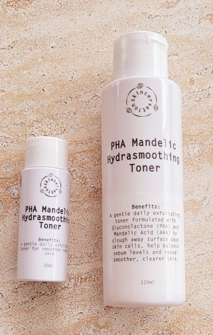 Two Bottle Sizes of pHA AHA Mandelic Acid Hydrating Exfoliating Toner for Sensitive Skin